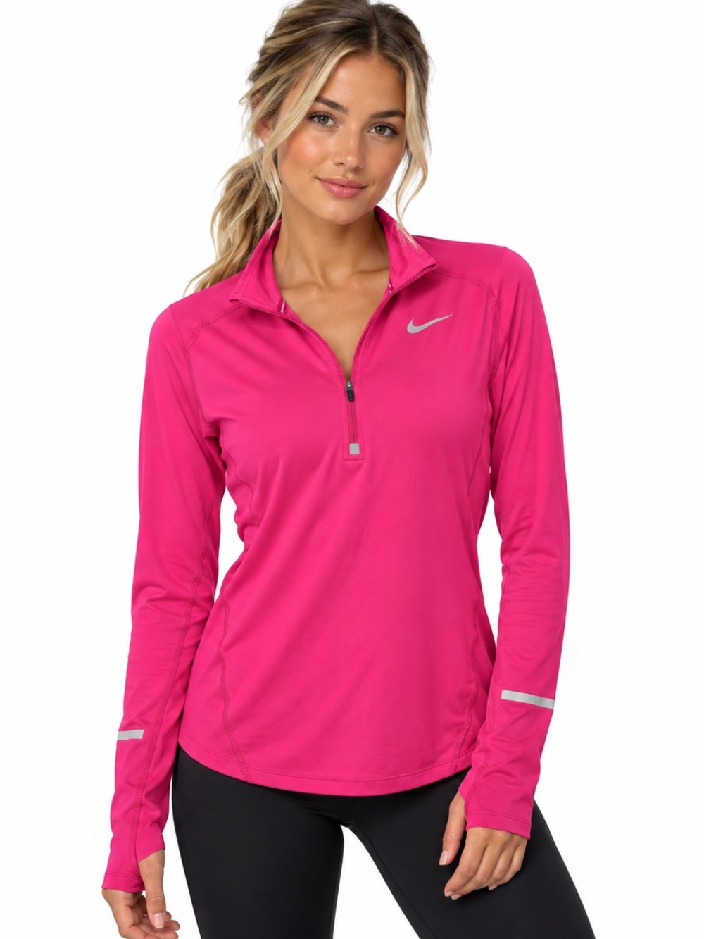 Nike Running Dri-FIT Pink Reflective Half Zip Pullover Women’s M